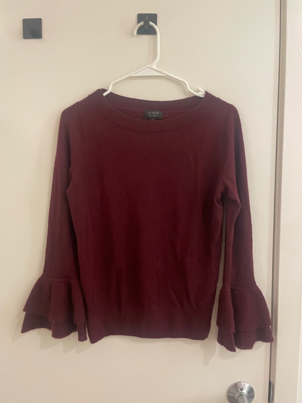 J. Crew Burgundy 100% Cashmere Crewneck Sweater